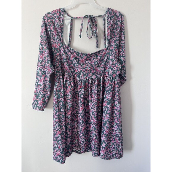 Asos Design Square Neck Floral Baby Doll Dress Size 14 - Picture 2 of 4